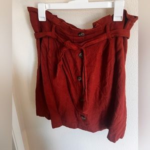 Linen button down mini skirt